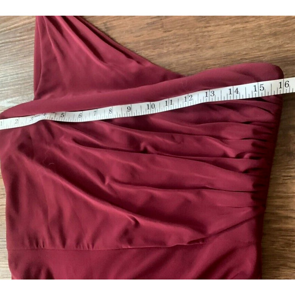 DB Studio Bodycon Dress Womens Size 4 Burgundy One Shoulder Knee Length Dress - Picture 12 of 14